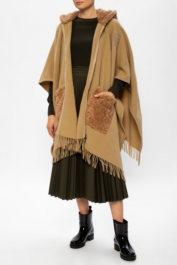 関税込 MONCLER HOODED WOOL CAPE MONCLER - Hooded wool cape | Leam Roma - Luxury Shopping Online
